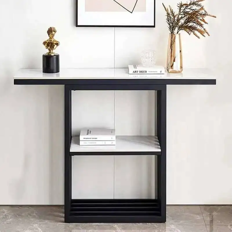 

Room Nordic Decoration Iron Tables Console Living Furniture Entrance Console Table Light Luxury Rock Slab End View Hallway Table