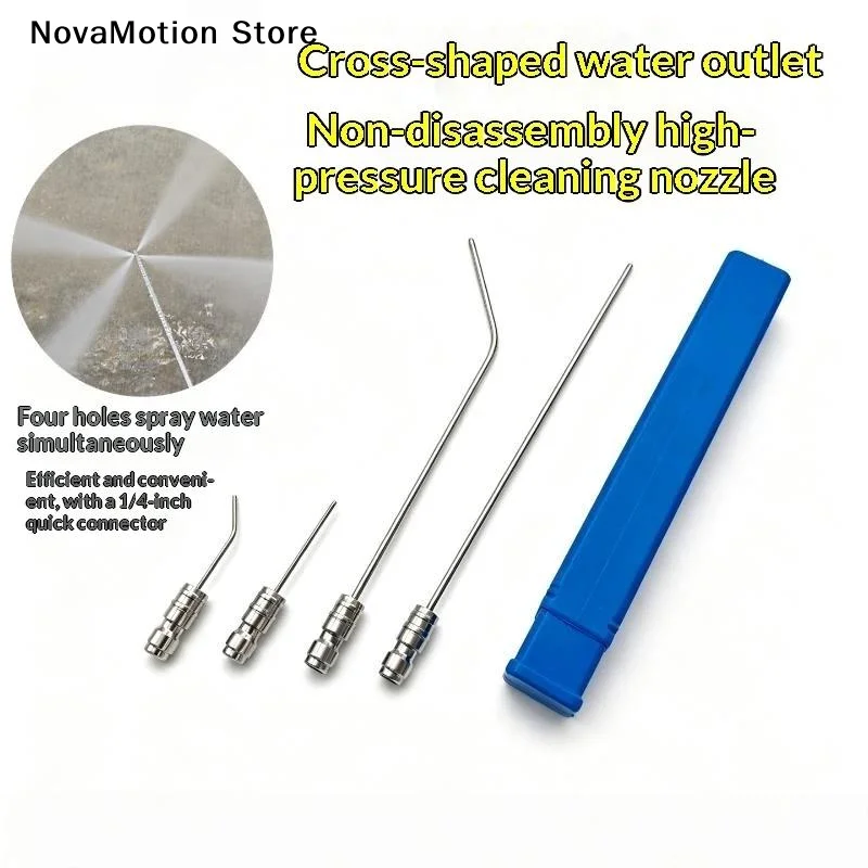 [NM]Stainless Steel High Pressure Cleaning Needle Cross Hole Water Outlet 1/4 Quick Connector For Auto AC Home Parts Cleaning