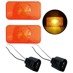 2Pcs 24V LED Marker Lights For Volvo FM FH FL Truck Clearance Light Side Turn Signal Amber With 2Pin Connector Plug Socket