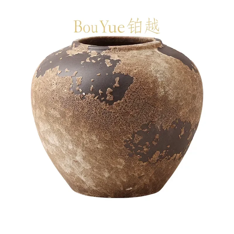 Jingdezhen Ceramic Wabi Vase Retro Zen Flower Arrangement Ornament High End Living Room TV Cabinet Entrance Home Decor
