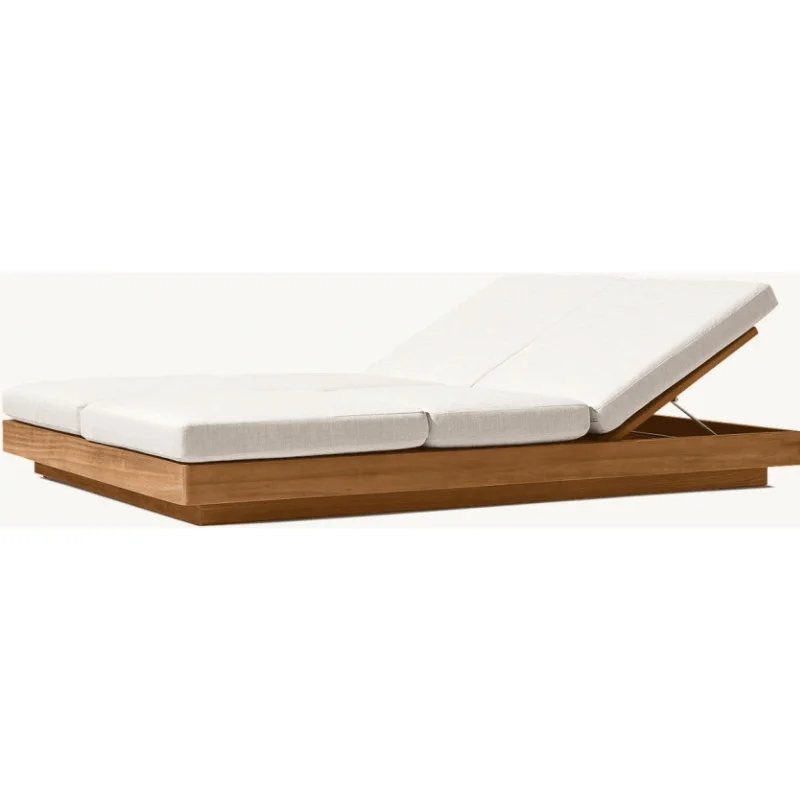 

Modern Style Outdoor Furniture Teak Double Dual-adjustable Chaise Wood Sun