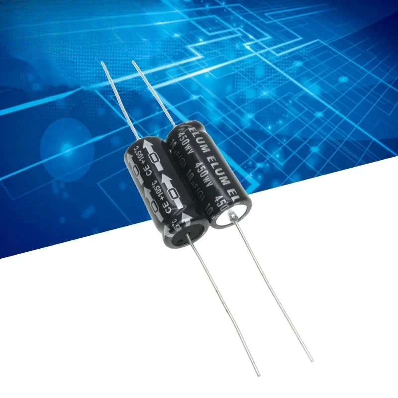 5PCS 10uf horizontal axial polarized aluminum electrolytic capacitor 450V 10uf 13X26mm