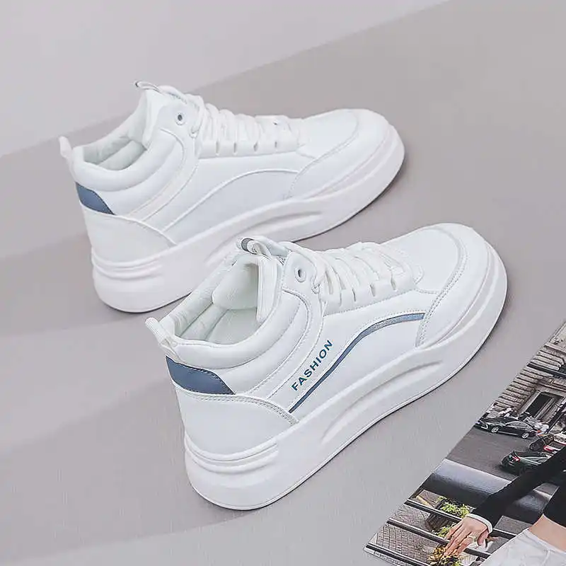 

Белые туфли с высоким вырезом и высоким вырезом на каблуке, белые женские спортивные кроссовки, коричневые кроссовки на каблуке Chassure Zapato Tenisfeminino