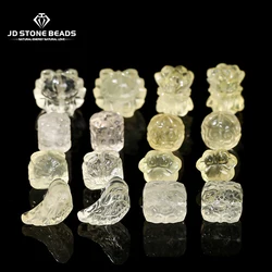 1 Pc Natural Stone Lemon Quartz Carved Bead Cat Paw Heart Square Shape Charms For Jewelry Making Diy Necklace Bracelet Accessory