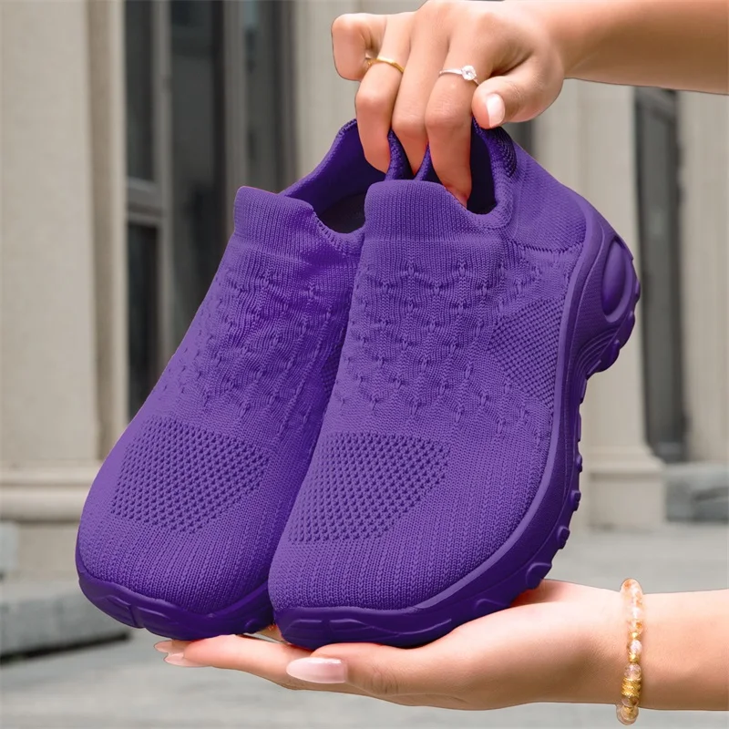 Women Sneakers Fashion Breathable Walking Shoes Versatile Daily Ladies Sock Platform Shoes Slip on Women Casual Shoes