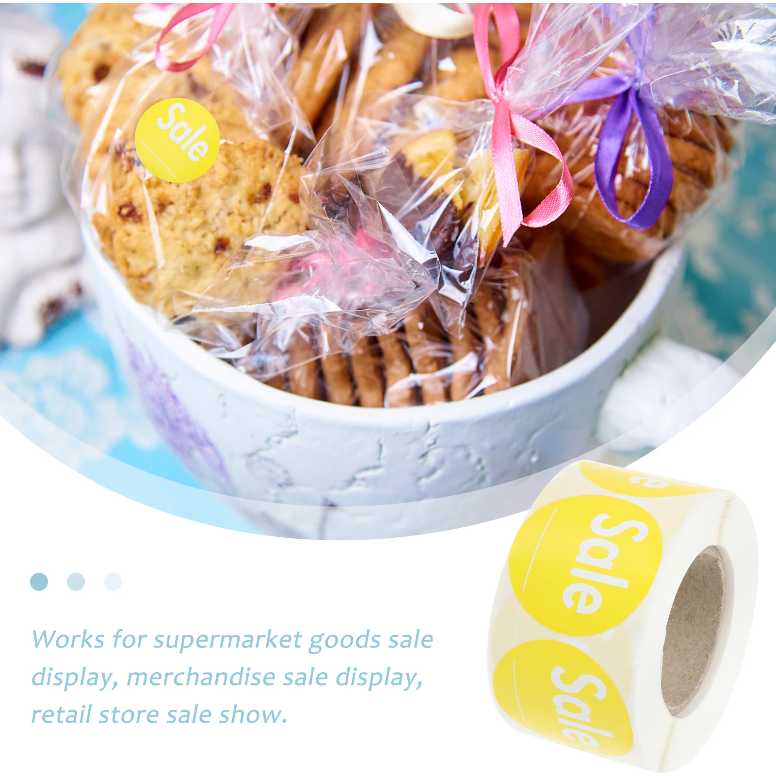 

Round Removable Labels for Store Tag Retail Self Adhesive Paper Sale Sale Adhesive Sticker Labels 2 Rolls Goods Display Folder