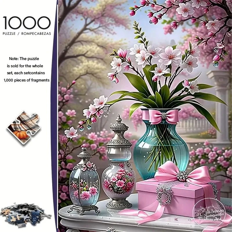 

500 Pieces Jigsaw Puzzle for Adults Flower Vase Pattern Paper Puzzles Home Decor Wall Display Festival Gift