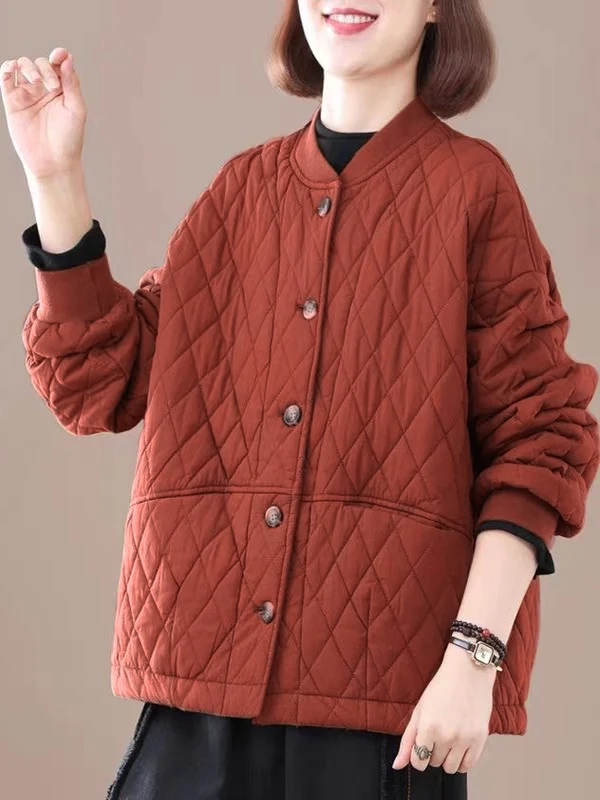 

Аутентичные осенне-зимние модные повседневные хлопковые куртки в стиле ретро с ромбовидным узором 2022, длинное круглое пальто Ne