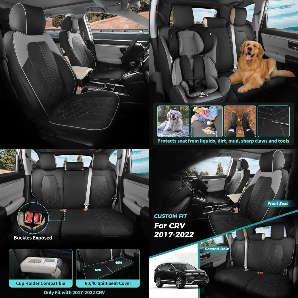 

for Honda CRV Seat Covers Custom Fit 2017-2022 EXL EX LX Sport,Touring,Hybrid - Luxury Waterproof Leather Car Seat Covers Full S