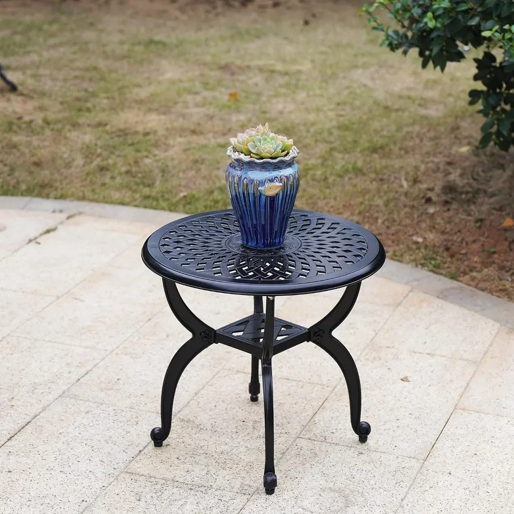 

Outdoor Patio Table,Rust -Resistant Cast Aluminum Side Table,Weather Resistant End Table