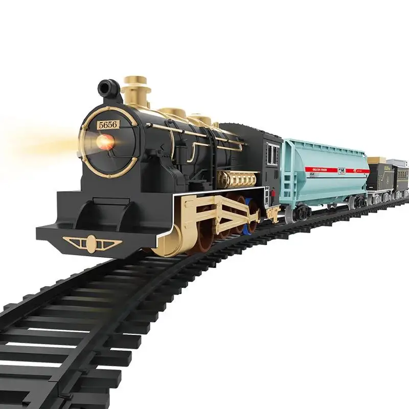 Treno classico Set ferroviario per bambini Treni ferroviari elettrici ad alta velocità Luci a LED Modello di suono musicale Giocattoli Regalo per bambini