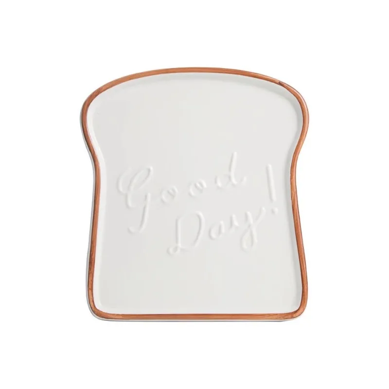 Japanese Ins Simple Toast Bread Plate Ceramic Creative Breakfast Tray Nordic Western Food Plates Cake Plate Dessert Prato