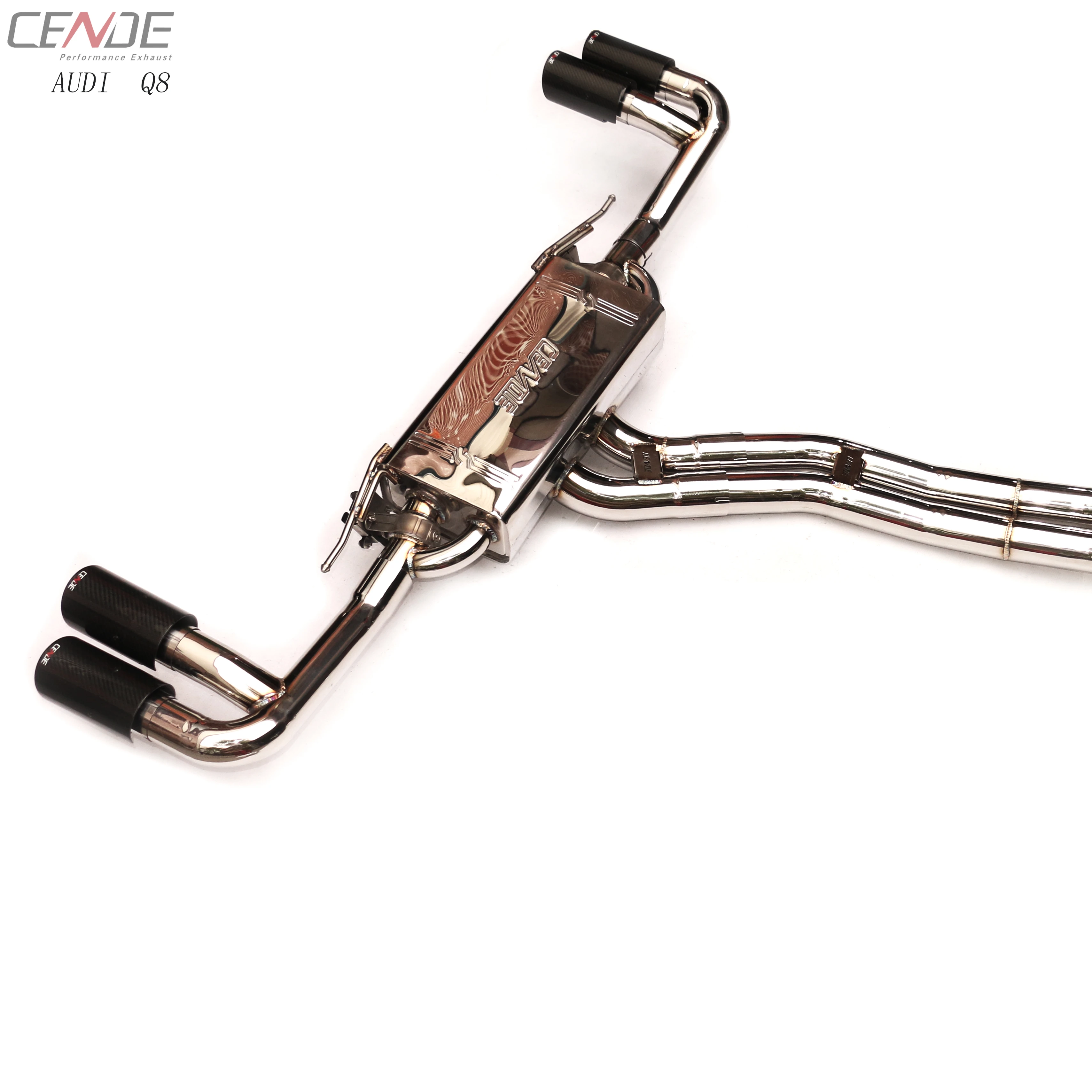 Active Sound Steel Catback Muffler Tips System For Audi Q8 Exhaust