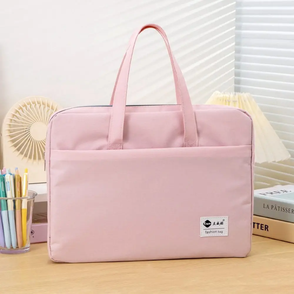 Large Capacity Document Storage Bag Oxford Cloth Double Layer Book Storage Bag with Handle Lightweight A4 File Organizer