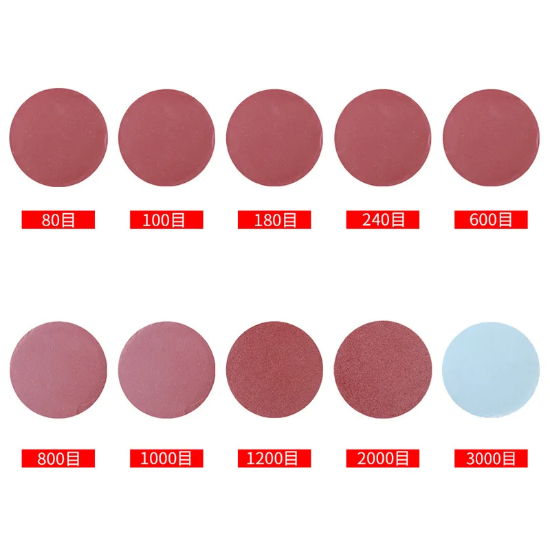 100pcs Special Sandpaper Disk For Round Polishing Red Brown Sandpapers Set 3inch/75mm 80-3000Grit Accessorie Abrasive Tools