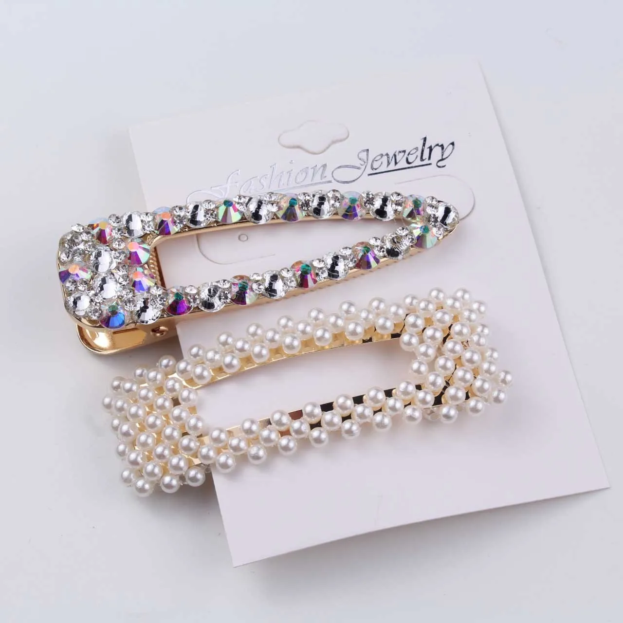 Hot 1Set Pearl Rhinestone Hair Clip For Women Geometric Pins Fashion Barrettes Metal Flower Hair Pin Hair Accessories