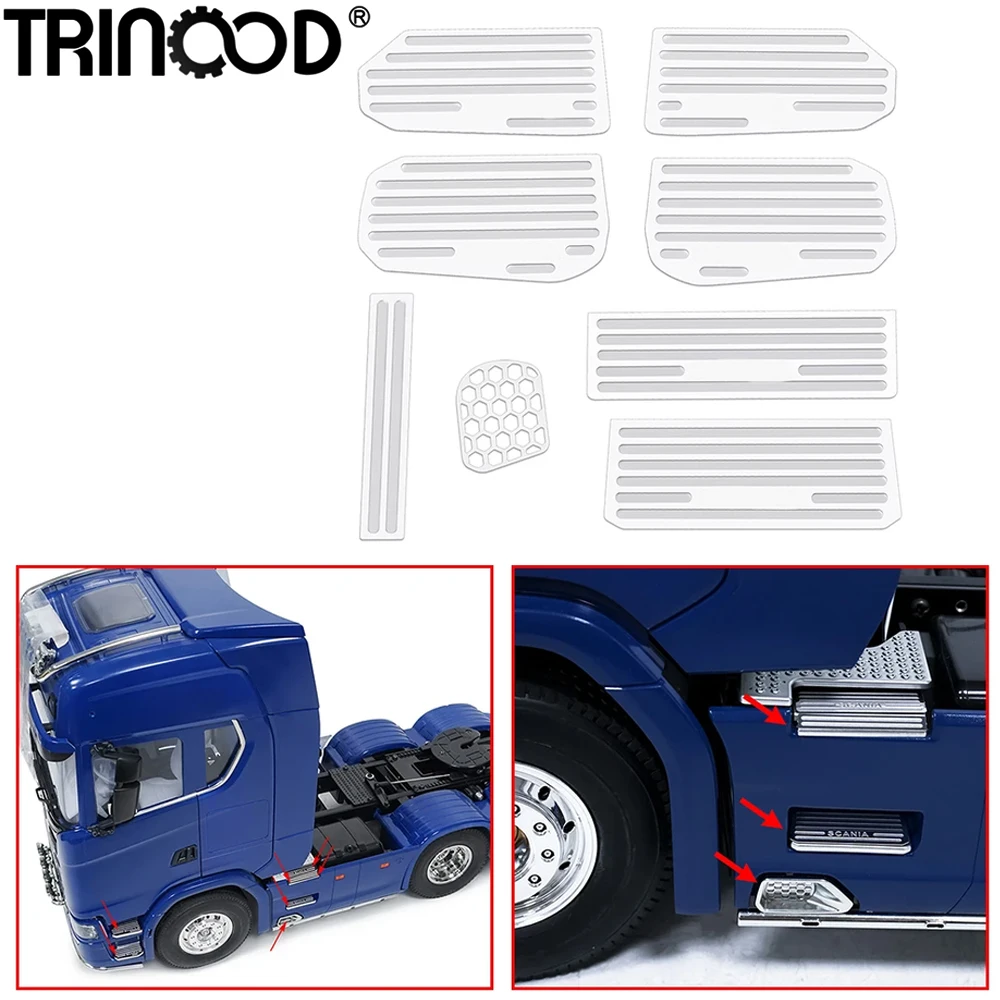 TRINOOD Metal Foot Pedals Skid Plate for 1/14 Tamiya Tractor Truck 770S Decorate Parts