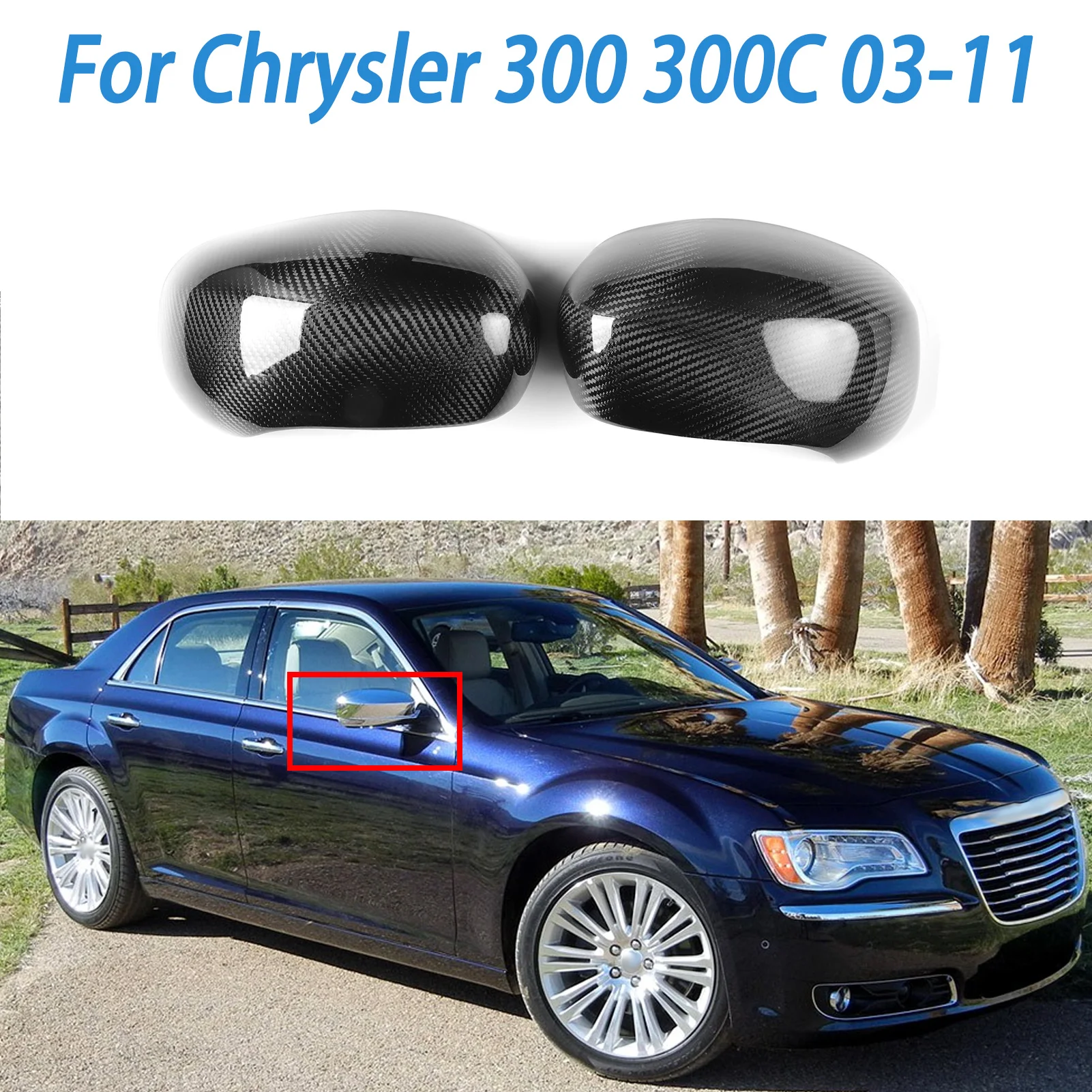 

Rearview Mirror for 03-11 Chrysler 300c reverse rearview mirror genuine carbon fiber car exterior modification accessories LHD