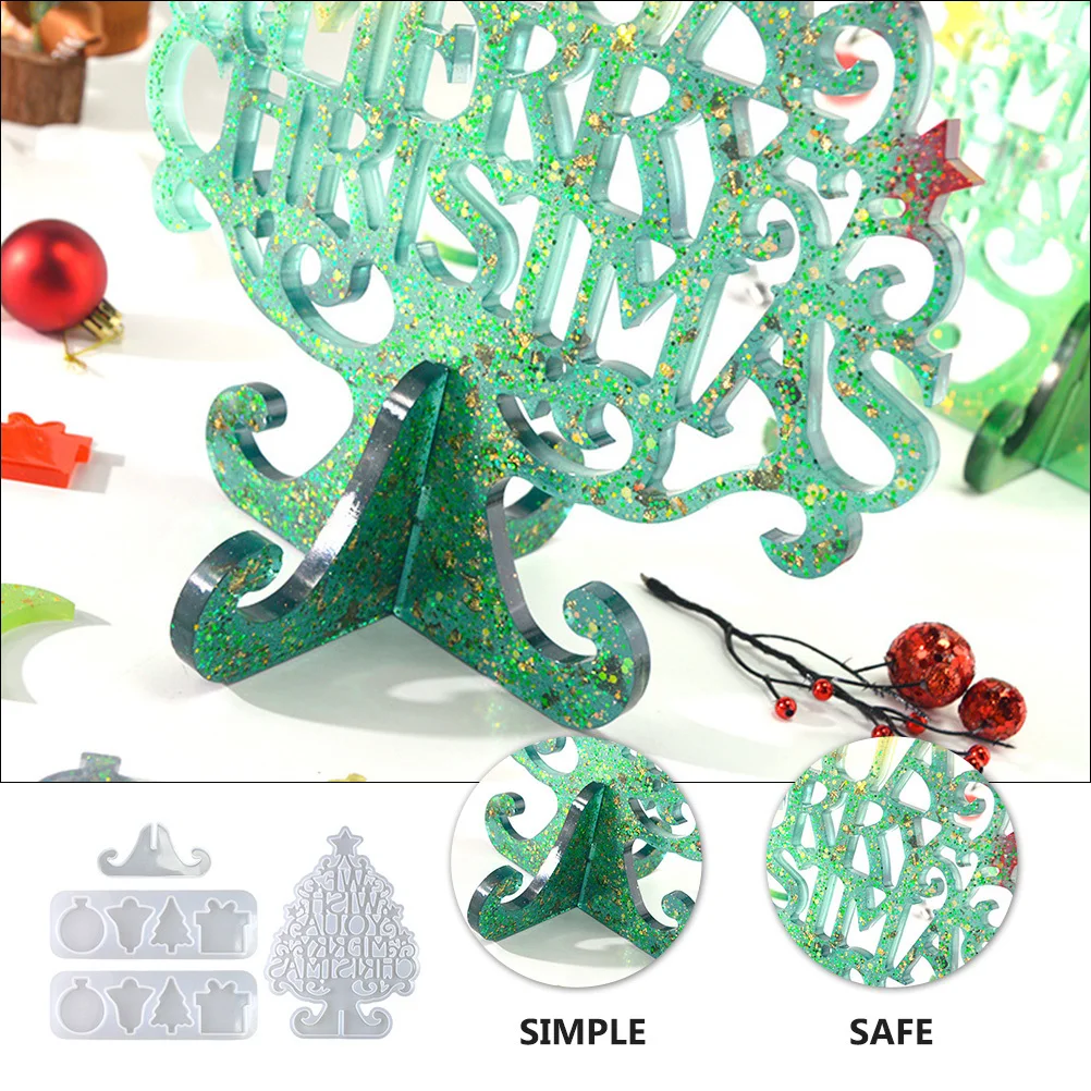 

4Pcs DIY Christmas Ornaments Mold Set Soft Flexible Silicone for Easy Clean Holiday Party Decoration Craft Making Crystal Resin