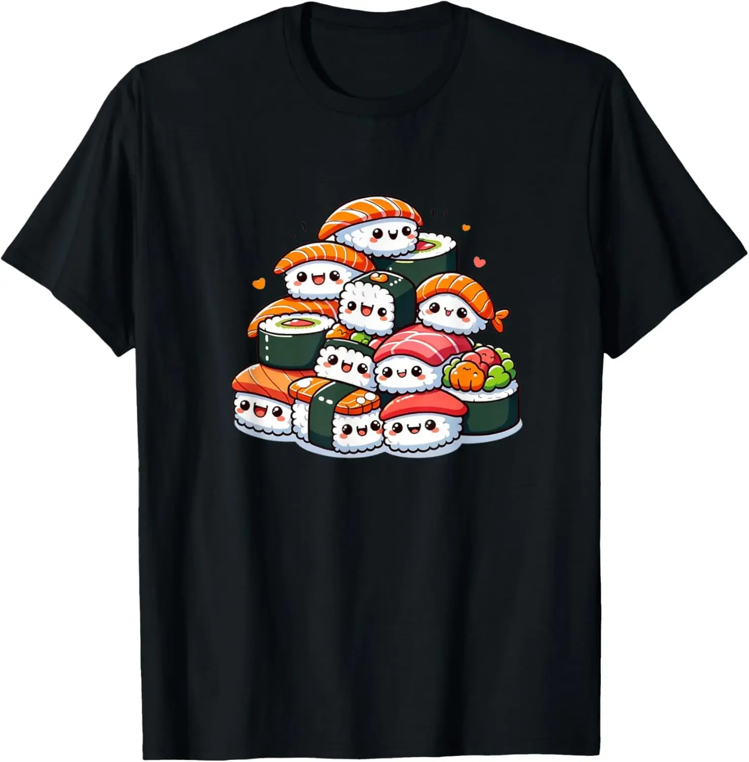

Kawaii Sushi Pile Cute Japanese Food Graphic Tee Shirt Casual Cotton Print Tops for Boys Girls