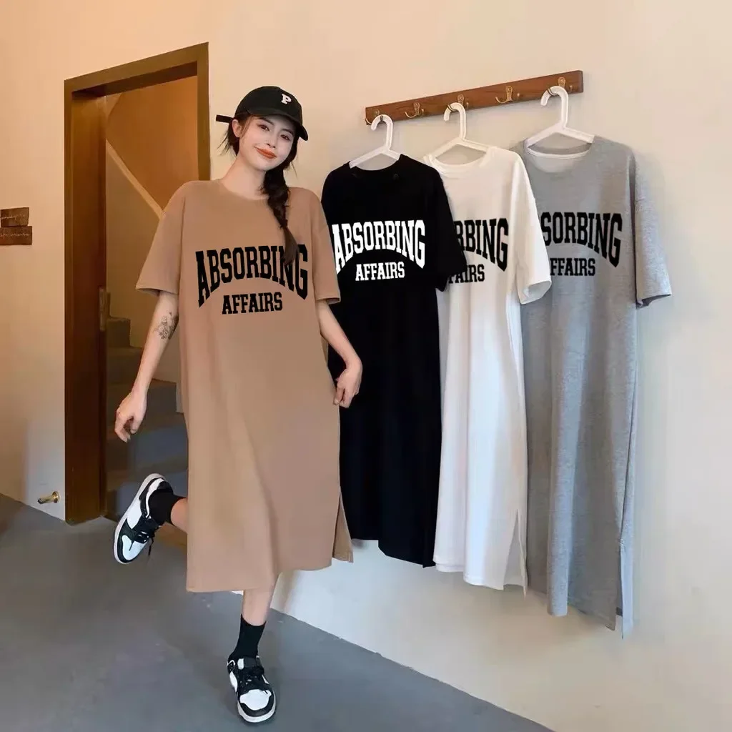 

Women's Korean Fashion Large-size Summer Loose Casual Short-sleeved Dress