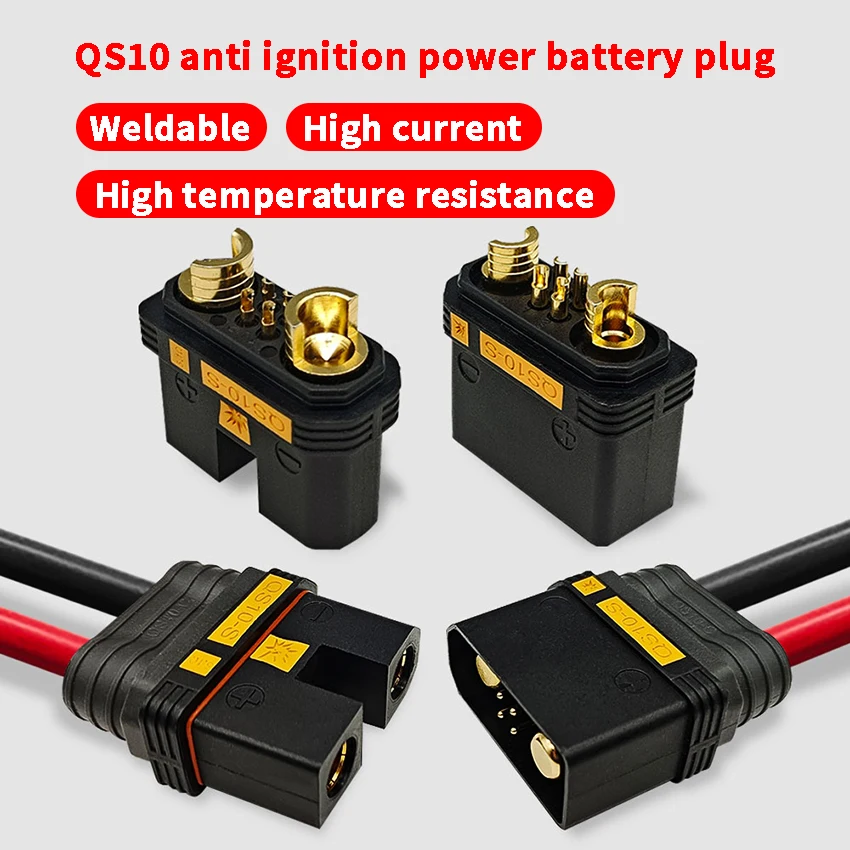 

QS10 Weldable Automotive 4AWG Male Female Anti Ignition Plug 180A Drones Lithium Battery Power Supply Charging Connector 750V