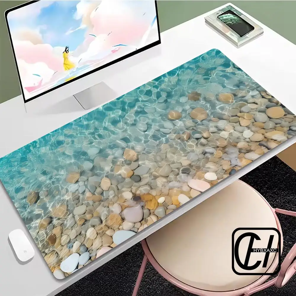 Large Gaming Mouse Pad artistic Pattern of Sunlight Shining on Sea Water,rubber Non-slip Table Pad for Office and Gamers HYBXXC