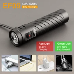 SecurityIng EF09 IP65 Rechargeable EDC Flashlight LED Torch Outdoor Light for Camping / Night Walk with Power Indicator