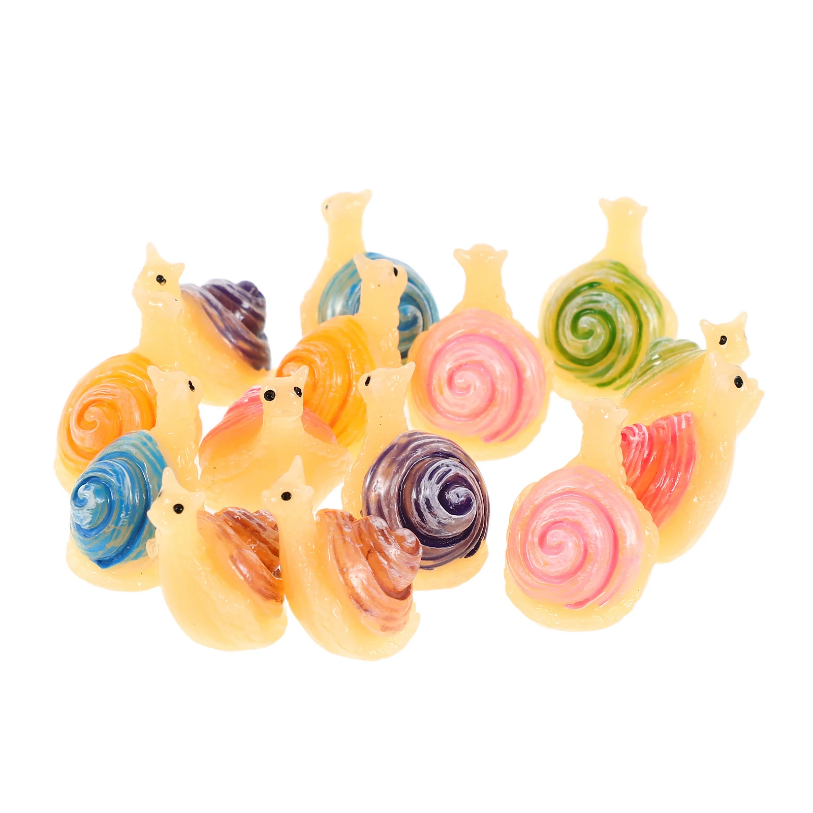 14 szt. Realistyczne, symulowane ślimaki z żywicy, miniatury do dekoracji ogrodu, mikropejzażu, terrarium, akcesoria do bonsai