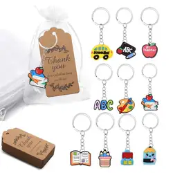 Back to School Gift Set 20pcs Keychains First Day of School Cards and Organza Bags for Students Classroom Gifts