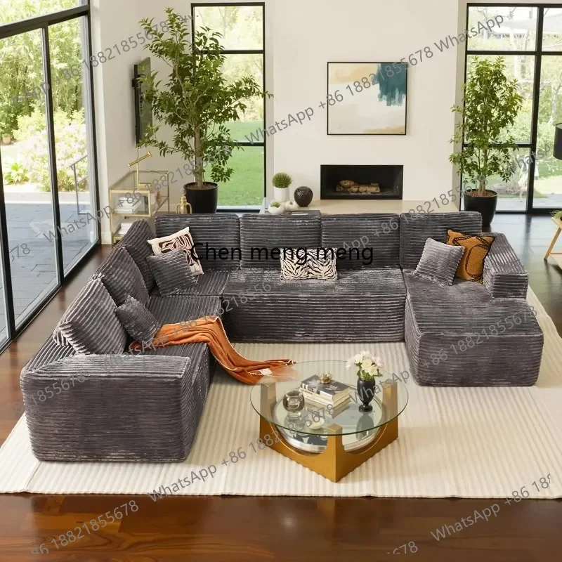 

RR Shaped Sofa Boneless Couch with Chaise 135" Cloud Modular Sectional Couch for Living Room Big Comfy Couches Set furniture
