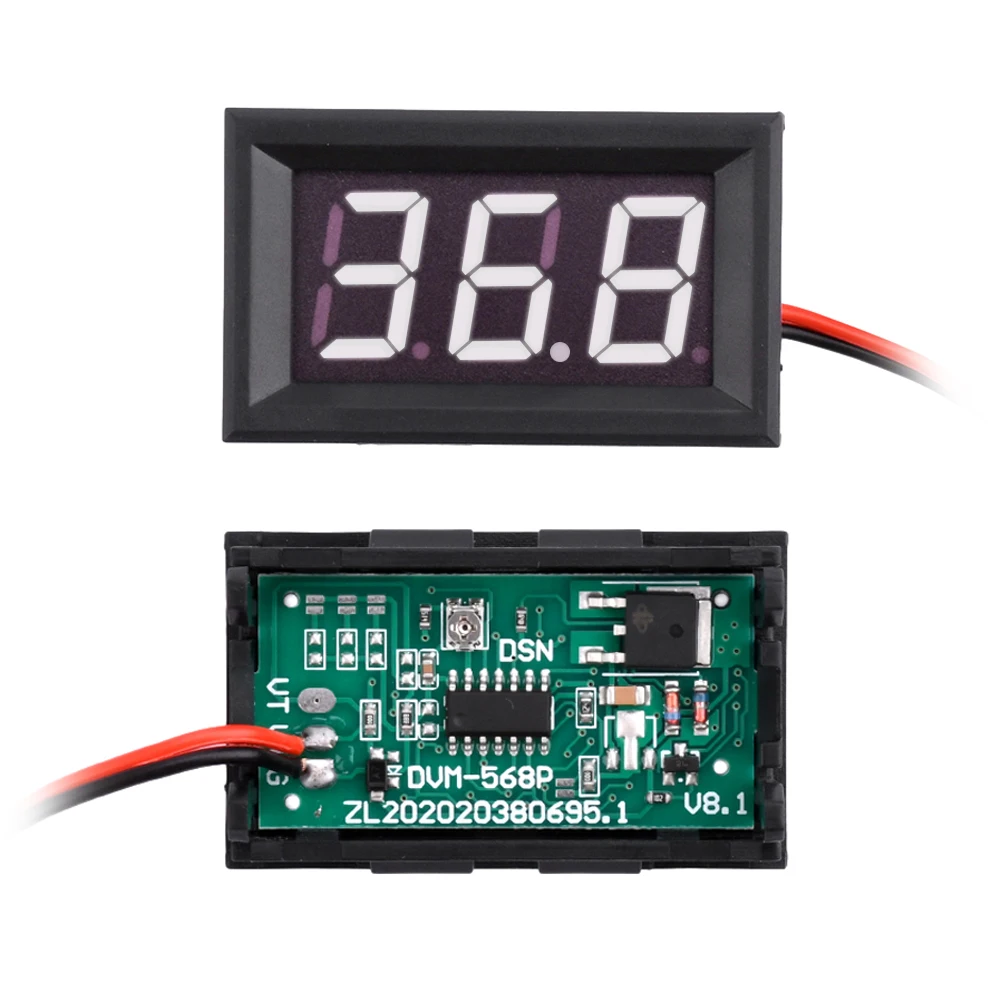 Voltímetro Digital CC 0-30V 0-100V Mini medidor de voltaje probador 2/3 herramienta de instrumento de voltios de cable para Monitor de batería de motocicleta 0,56 pulgadas