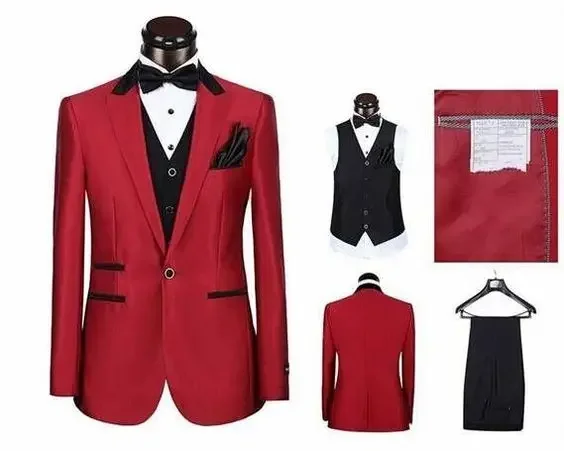 High Quality Costume Homme Red prom men suits formal Wedding Suits for Men groom blazer custom Slim Fit 3 Piece colorful Tuxedo