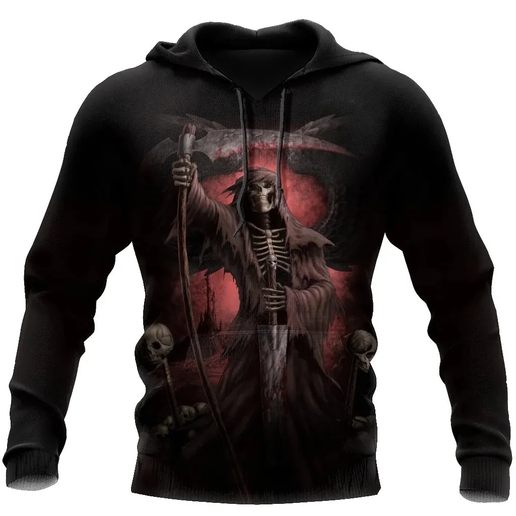 2023 New Men's autumn Hoodie 3D Printing Skull Pattern Hoodie Fashion Daily Casual Sweatshirt Pocket Pullover Men's clothing