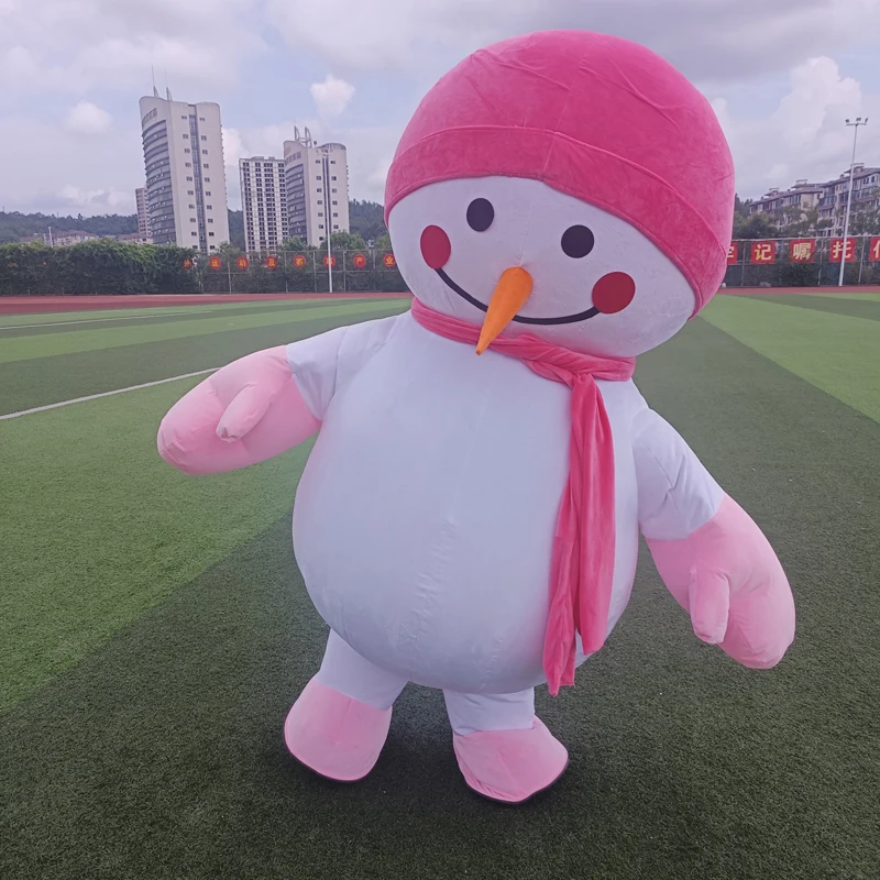 Disfraz inflable de muñeco de nieve, traje de fiesta de dibujos animados, disfraces de rendimiento, disfraces de fantasía, ropa de soplado divertido, mascota de Navidad