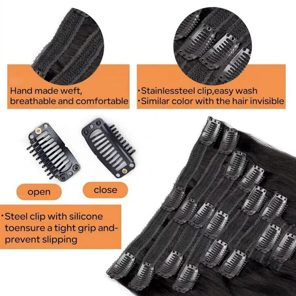 Clip in Hair Extensions Real Human Hair 8Pcs Remy Human Hair Clip in Extensions for Women Invisible Straight Seamless Clip ins