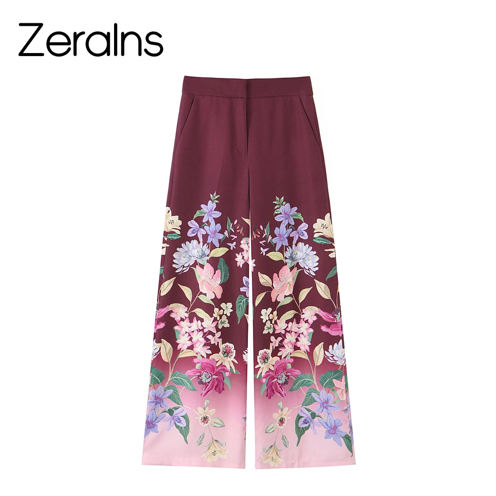 ZERAINS 2023 Herbst Neues Produkt Damenmode Freizeit Urlaub Blume Gedruckt Lose Beiläufige Hosen
