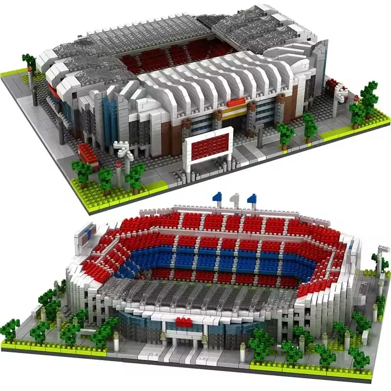 Barcelona Soccer Stadium Micro Blocks Modellbausatz – Mini-Steine, architektonisches Bauset für Kinder, Fußballplatz-Themen-Geschenk
