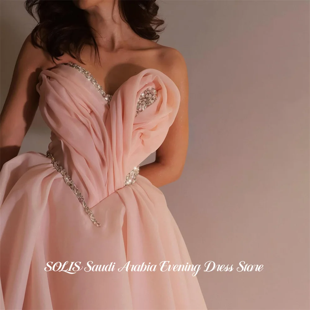 

SOLIS Blush Pink Evening Dress Sweetheart Formal Gown with Crystal Night Dresses with High Split Prom Dresses A Line Customized