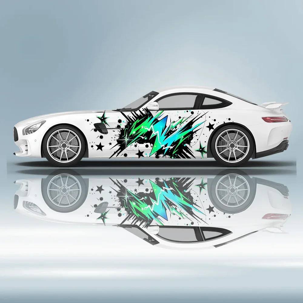 

Colorful Lightning Star Car Vinyl Wraps Decal Self-adhesive PVC Sticker Suitable for Trucks SUV Decoration Auto Accessories Gift