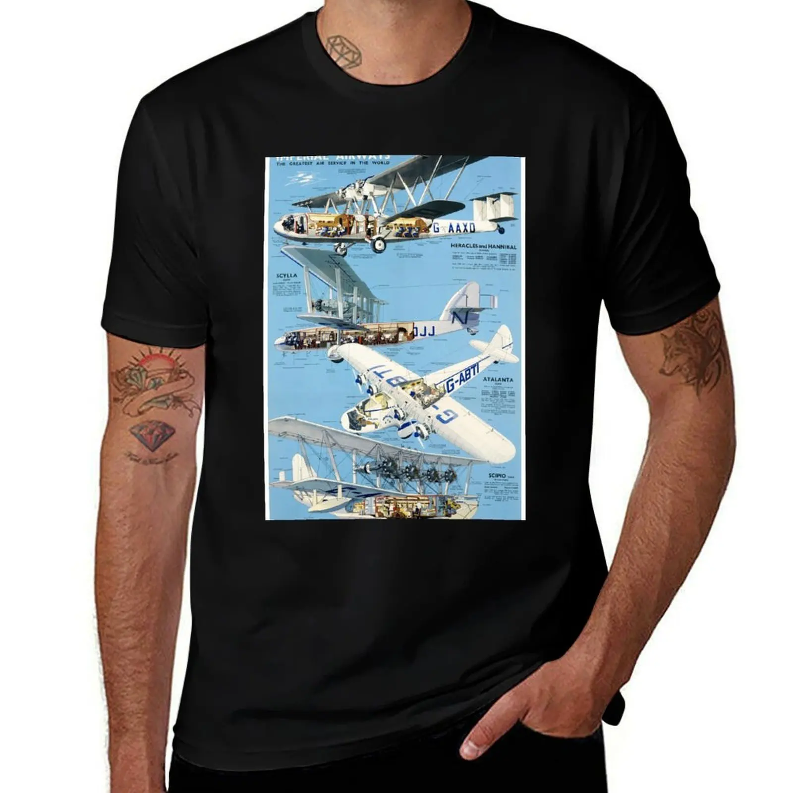 Imperial Airways Vintage Advertising Poster Restored T-Shirt Sports Basic Short Sleeve T-Shirt