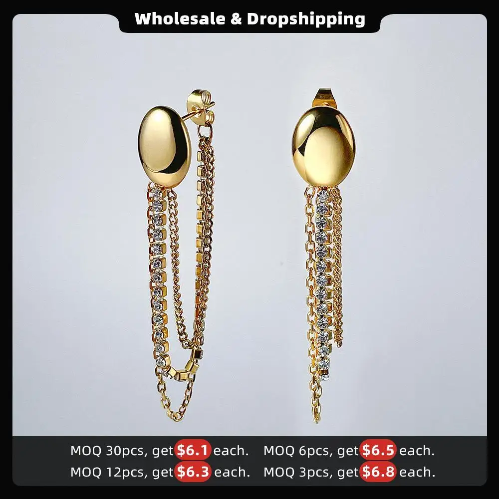 ENFASHION Simple Stainless Steel Gold Color Drop Earrings Multi-Zircon Pendientes Mujer Earring Fashion Jewelry Party E221352