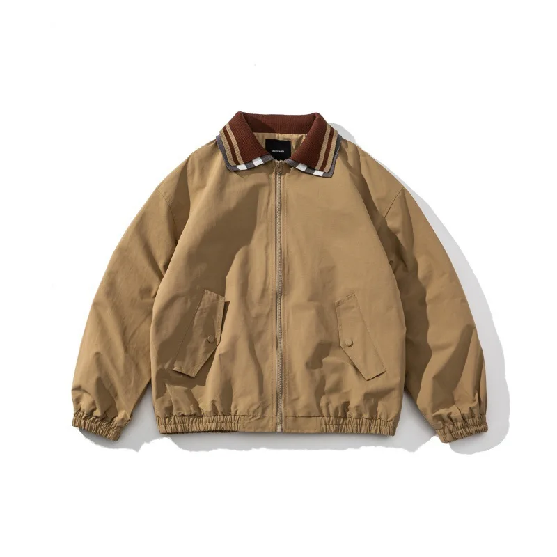 

2024, весенняя новая уличная одежда в стиле ретро, мужская куртка с цветными блоками и лацканами, свободная повседневная модная дизайнерская верхняя одежда