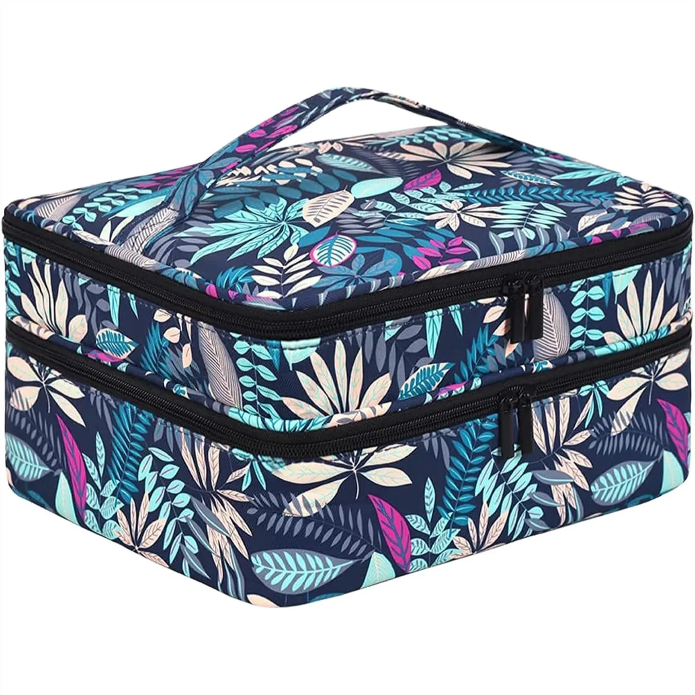 

Double-Layer Nail Polish Organizer Holds 42 Bottles, Nail Storage Bag with Handle, Waterproof Travel Case for Manicure Kit &