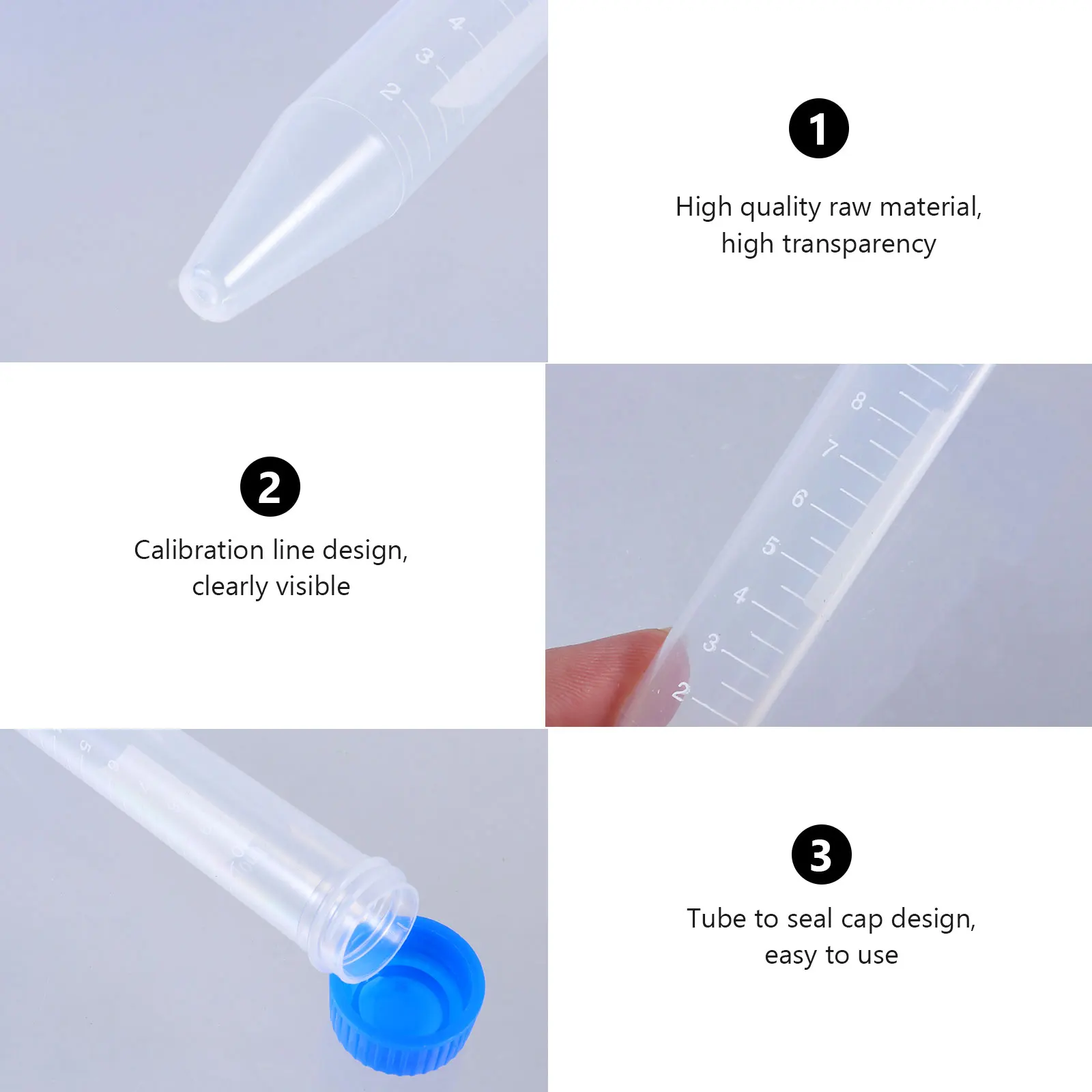 

100 Pcs Tube Science Tubes Plastic Test Laboratory Experiment with Scale