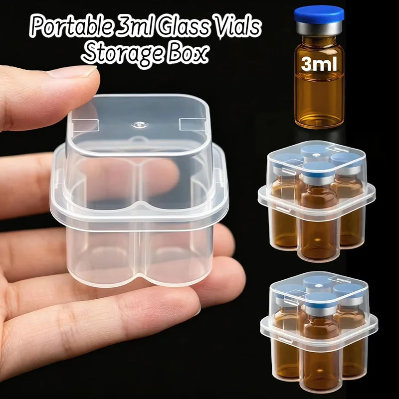 Portable 3ml Glass Vials Storage Box Peptide Storage Box 2-Slot Bottle Case for Fridge Organizer Microtube Secure Holder Boxes