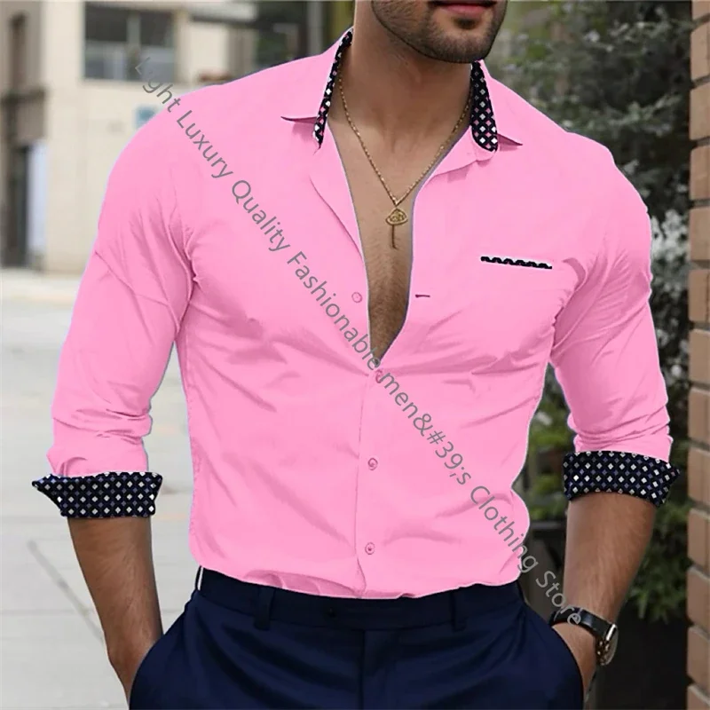 

Camisa De Manga Larga Para Hombre, Camisa Informal De Color Puro, a La Moda, Para Negocios Y Oficina, Tela Suave SuperXS-6XL