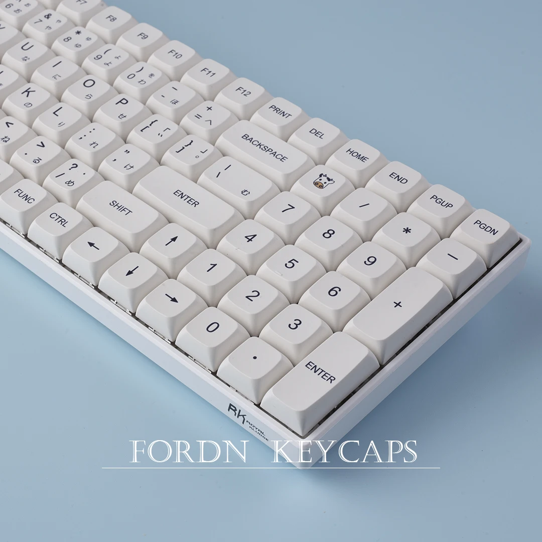 Leite branco minimalista Keycaps para teclado mecânico Cherry MX, XDA Profile Keycaps, 121 teclas, Double Shot PBT