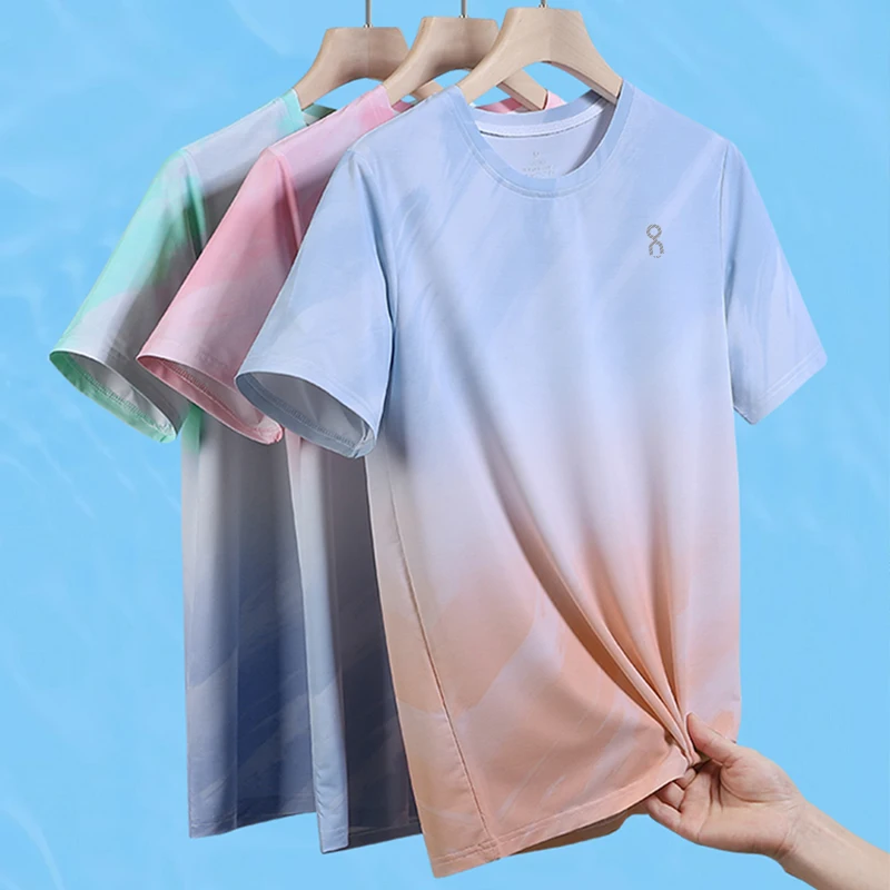 

Ice Silk Qui Dry Cool Feeling round Ne ort Sve Мужская футболка Летний спорт Досуг На открытом воздухе Фитнес Бег Ханфу