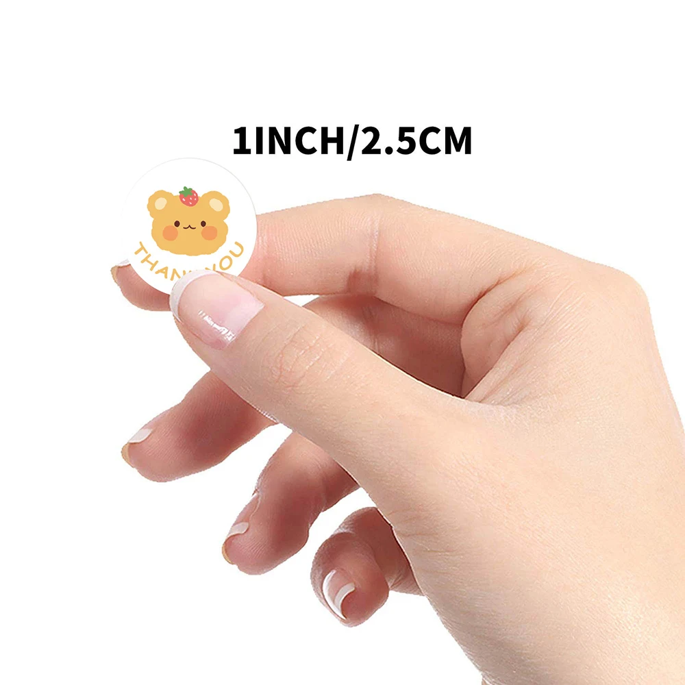 500PCS  1in Round Thank You Stickers Cute Rabbit Animal Sticker For Children Decorating Notebook Teacher Reward Labels For Kids